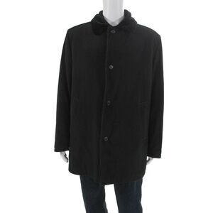 Victor Talbots Mens Overcoat Wool Blend Black Button Solid Fall Size M